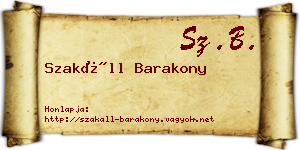 Szakáll Barakony névjegykártya